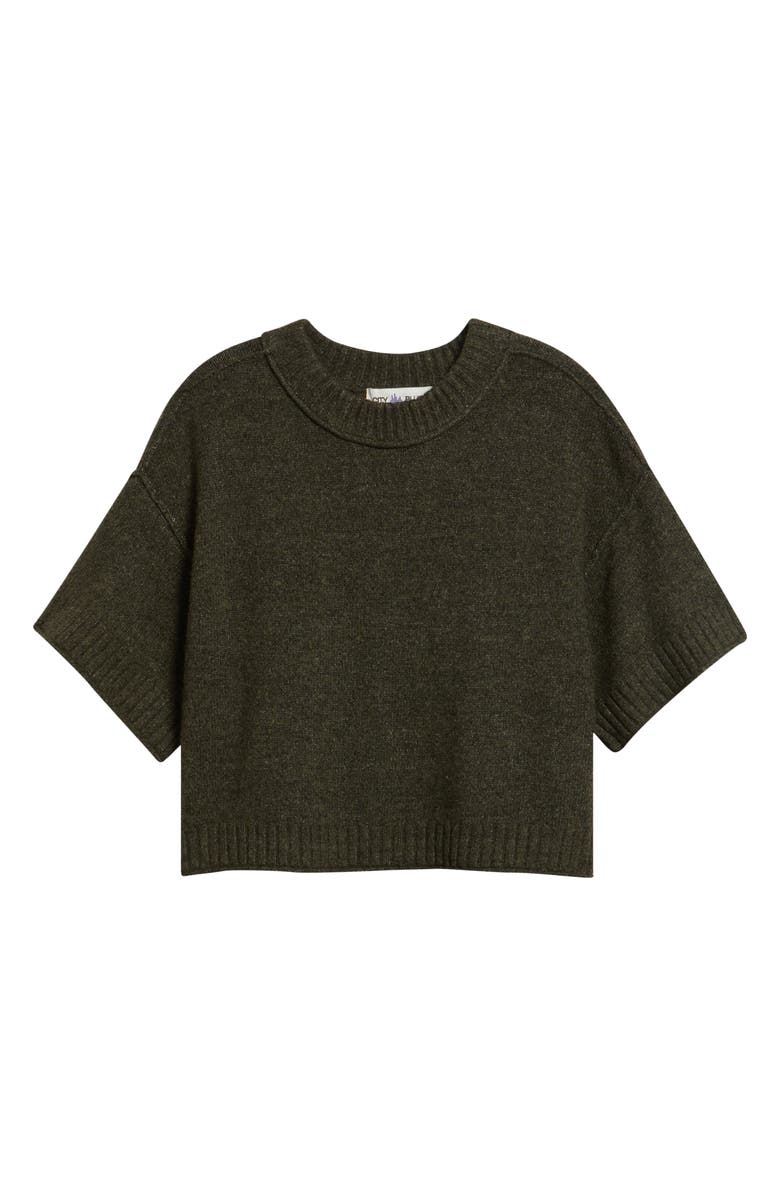 CITY BLUES Broome Crop Short Sleeve Sweater, Alternate, color, Olive
