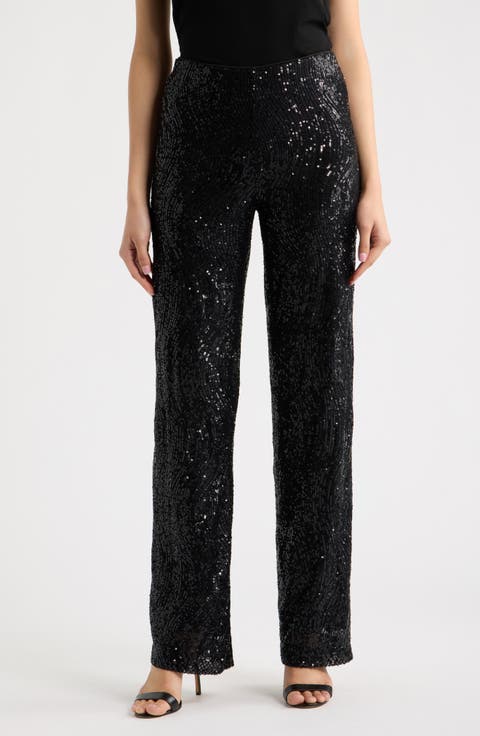 Hollywood Waist Wide Leg Sequin Pants