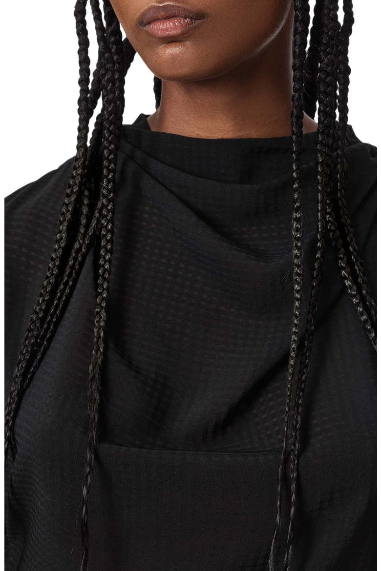 Leslie Check Side Tie Top, Alternate, color, BLACK