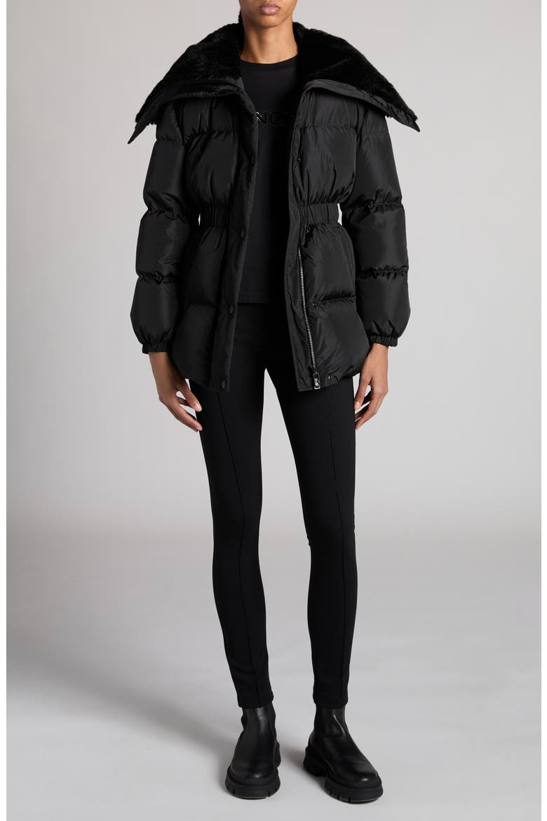 Brasseurs Down Jacket with Faux Fur Trim, Alternate, color, BLACK