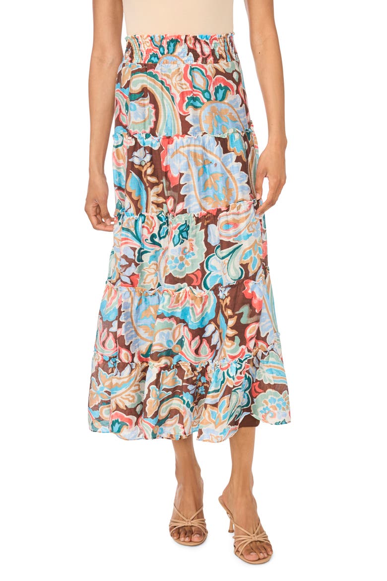Printed Midi Skirt, Main, color, COCOA