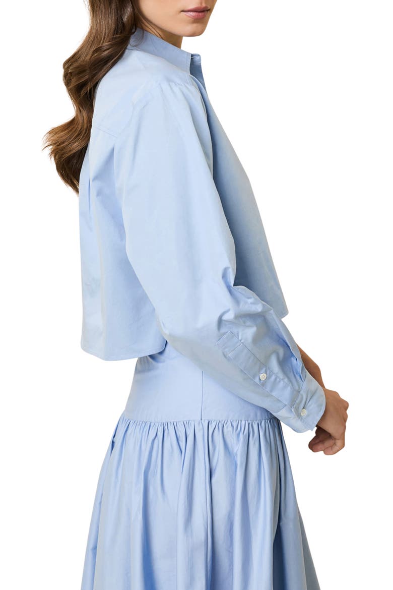 The Cropped Avril Button-Up Shirt, Alternate, color, OPEN WATER