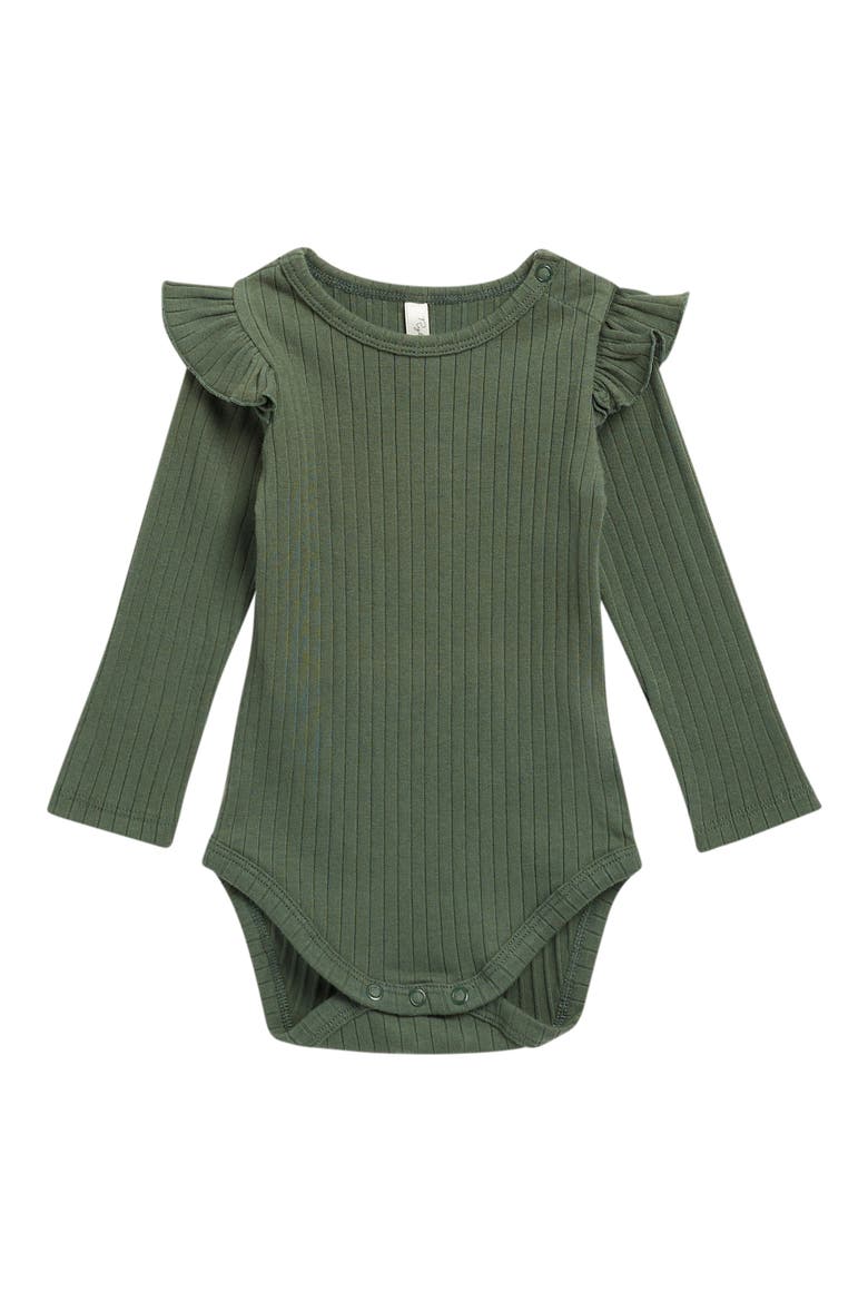 Kids' Shoulder Ruffle Long Sleeve Bodysuit, Main, color, GREEN