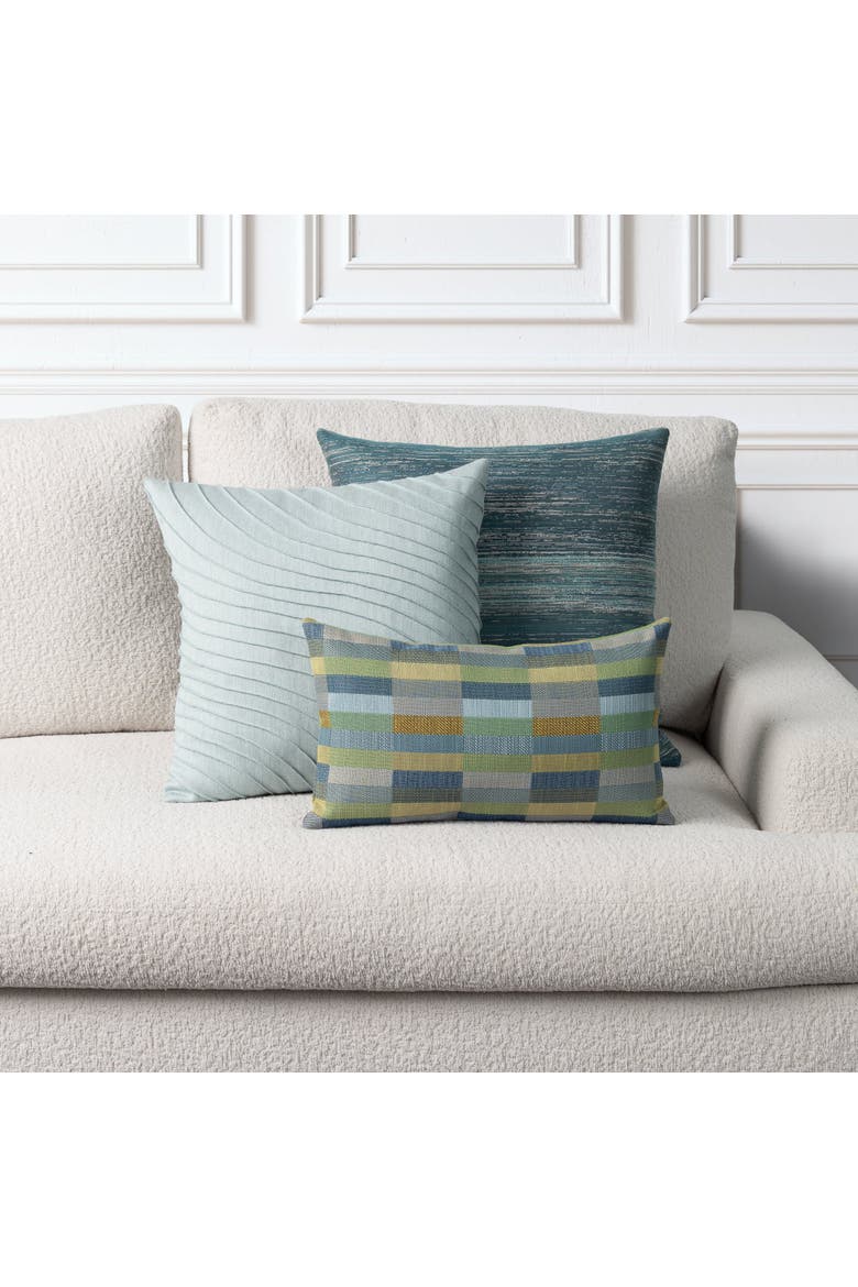 Mosaic Dimensional Indoor & Outdoor Woven Accent Pillow & Insert, Alternate, color, Lagoon