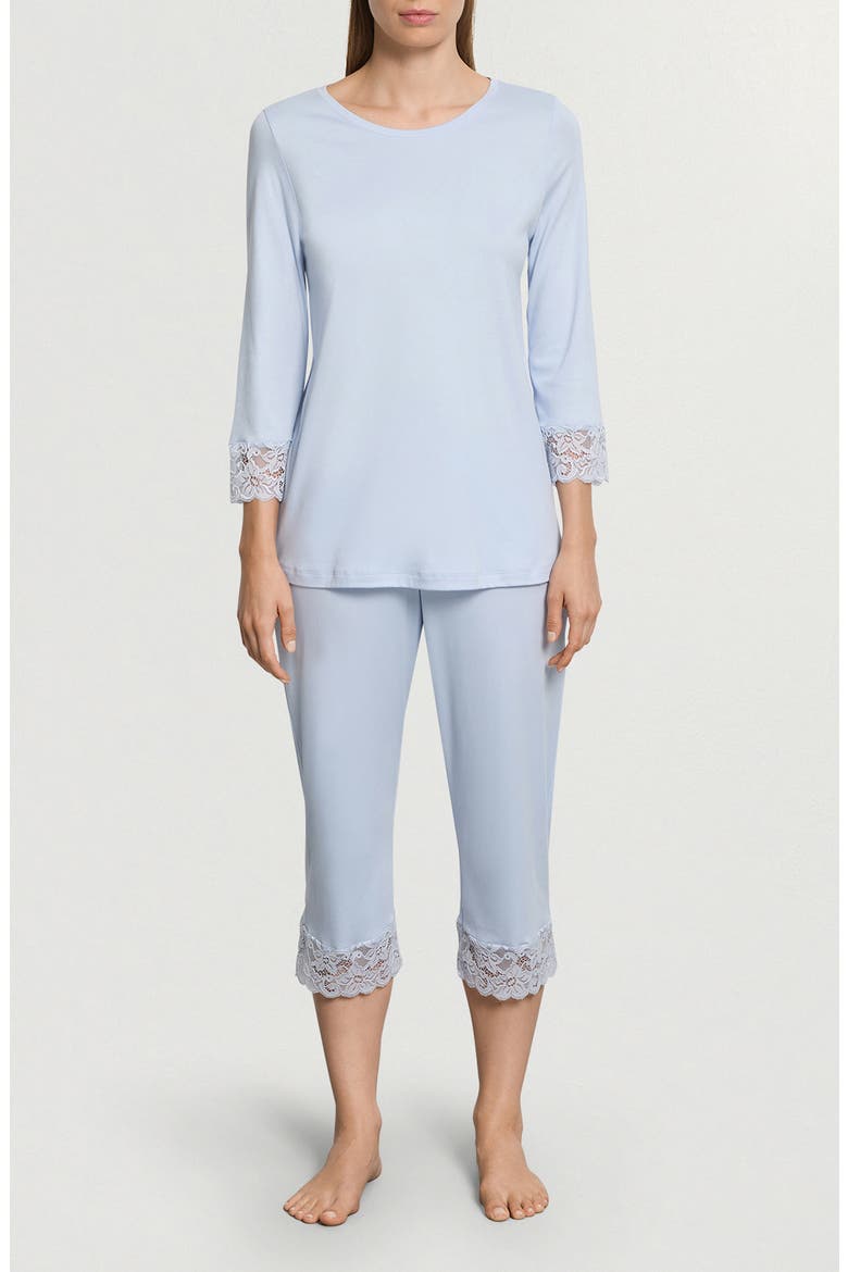 Moments Lace Trim Crop Pajamas, Main, color, BLUE DOVE