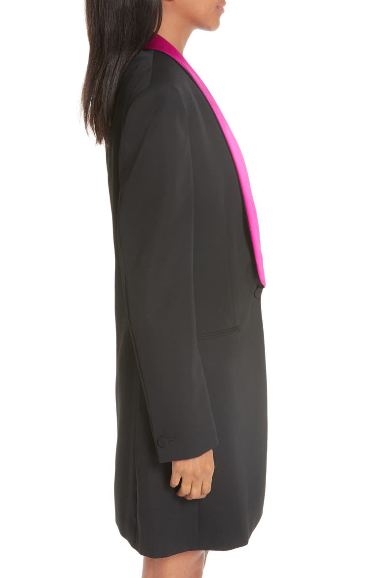 Contrast Lapel Wool Gabardine Jacket, Alternate, color, BLACK DARK ORCHID