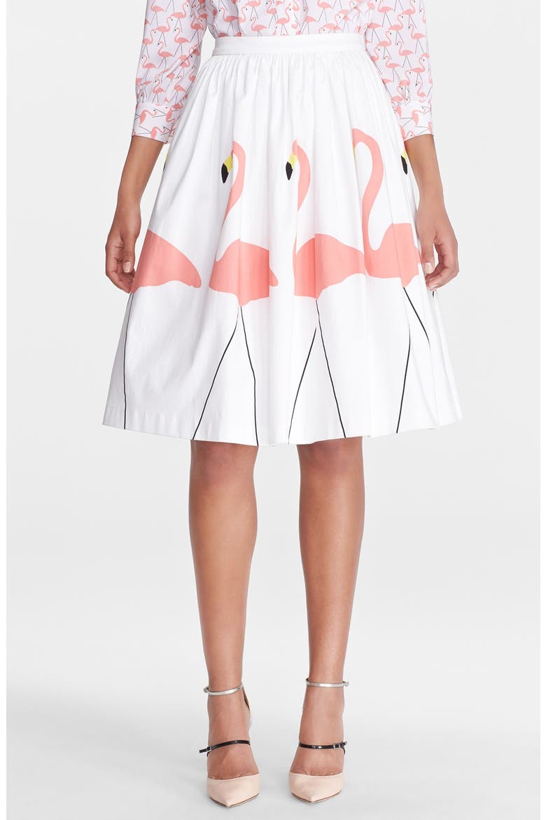 'Hale' Midi Puffed Skirt, Main, color, LARGE GARDEN FLAMINGO