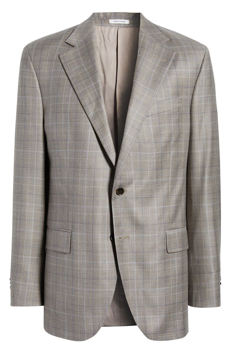 Peter Millar Hartford Classic Fit Plaid Wool Sport Coat, Main, color, Tan