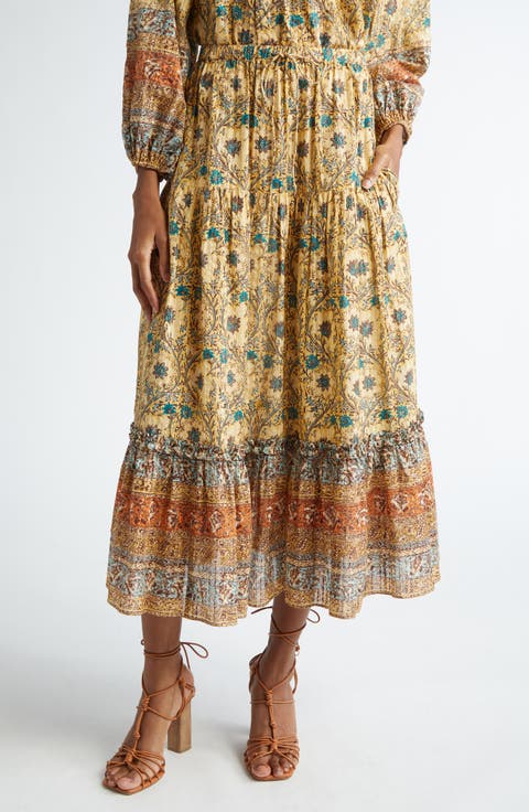Paige Floral Cotton Blend Maxi Skirt