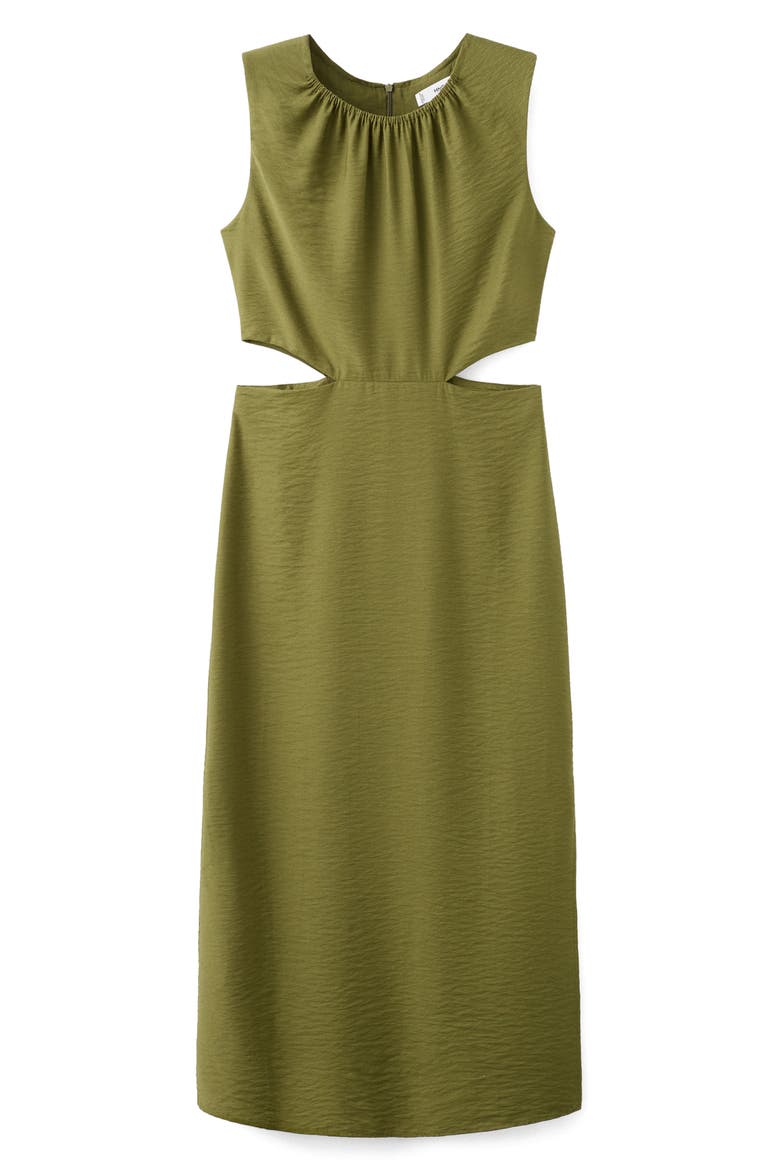 Crinkled Cutout Midi Dress, Main, color, PASTEL GREEN