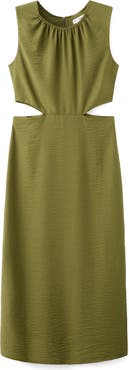 MANGO Crinkled Cutout Midi Dress