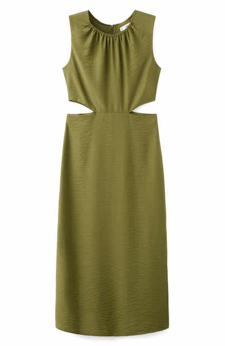 Crinkled Cutout Midi Dress