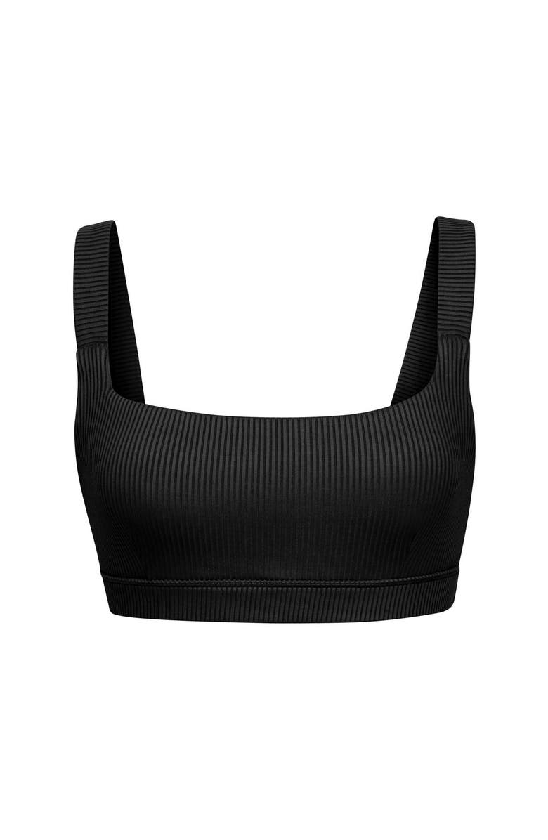 Losano Renew Rib Square Neck Bra, Alternate, color, Black
