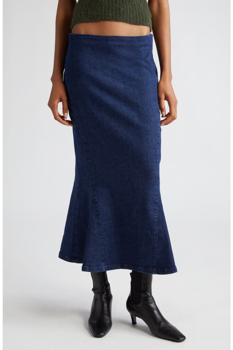 Emanuel Flared Denim Maxi Skirt, Main, color, DARK DENIM