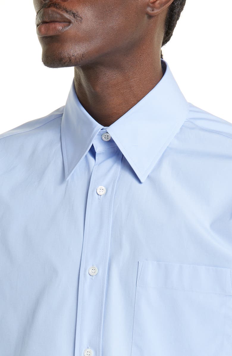 McQueen Oversize Cotton Button-Up Shirt, Alternate, color, Bluebell