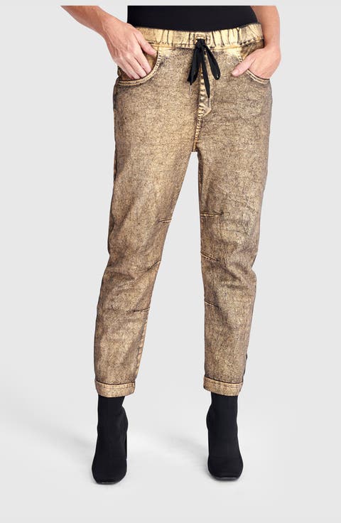 Metallic Boyfriend Jogger Jeans