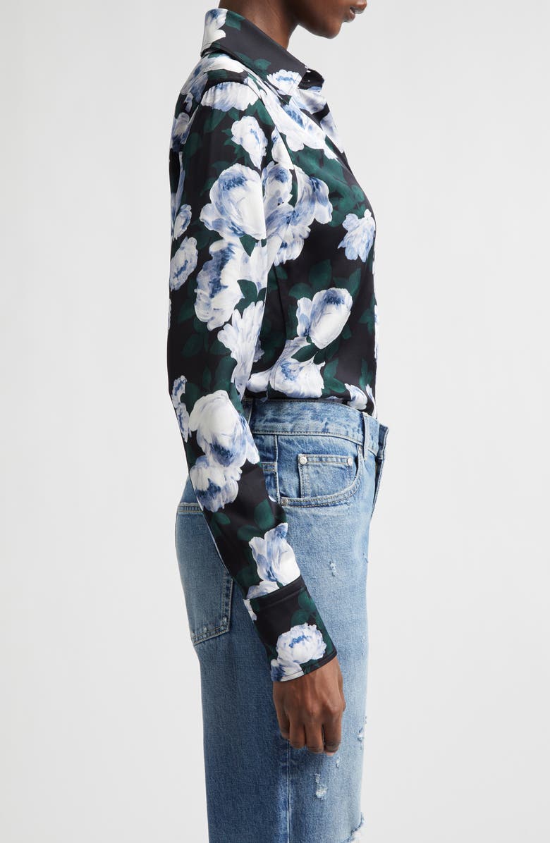 Stella McCartney Bunch of Roses Button-Up Shirt, Alternate, color, Green Multicolor