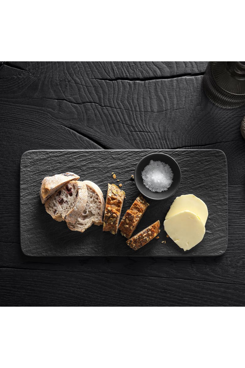 Manufacture Rock Rectangular Serving Plate, Alternate, color, black