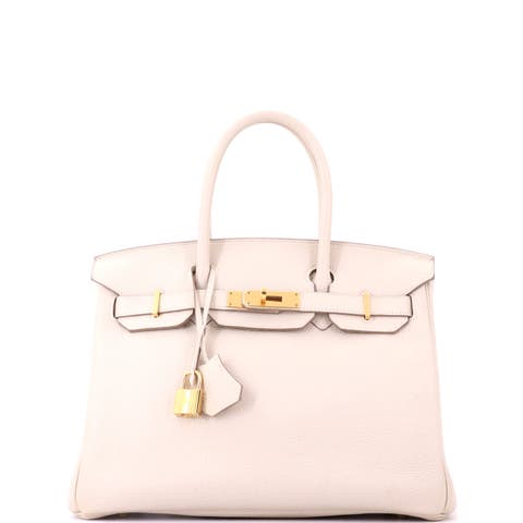 Birkin Handbag Light Clemence with Gold Hardware 30