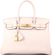 Pre-Owned Hermes Birkin Handbag Light Clemence with Gold Hardware 30