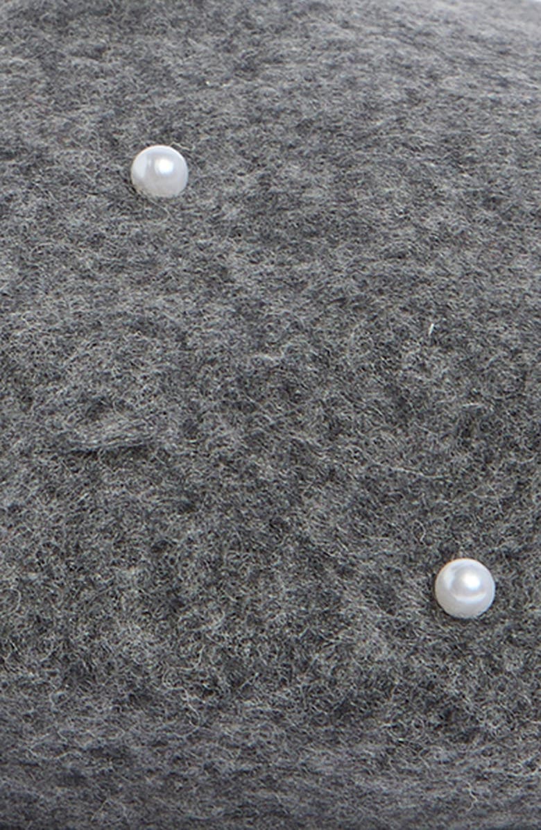 Tasha Imitation Pearl Wool Blend Beret, Alternate, color, Grey