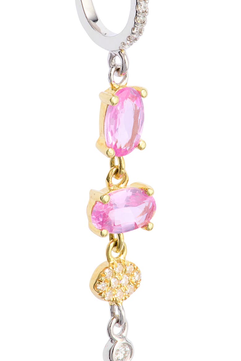 14k Gold Pink Sapphire & Diamond Drop Earrings, Alternate, color, YELLOW GOLD