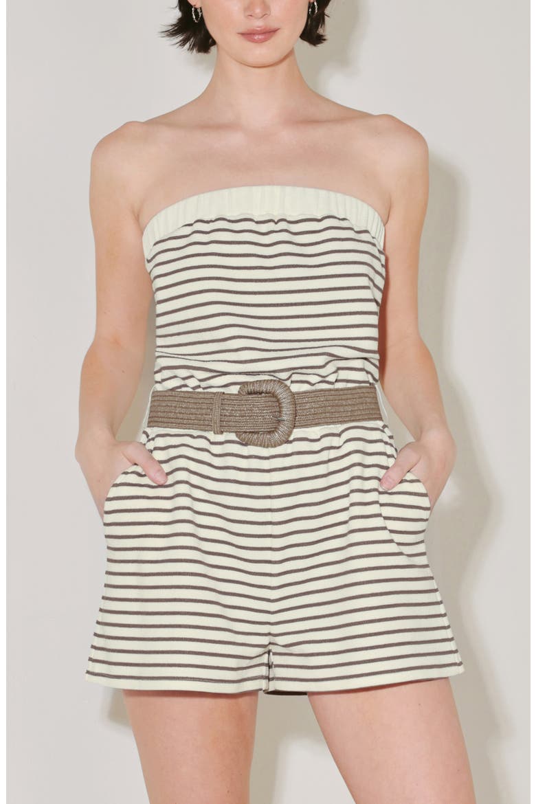 Stripe Strapless Romper, Alternate, color, TAUPE MULTI