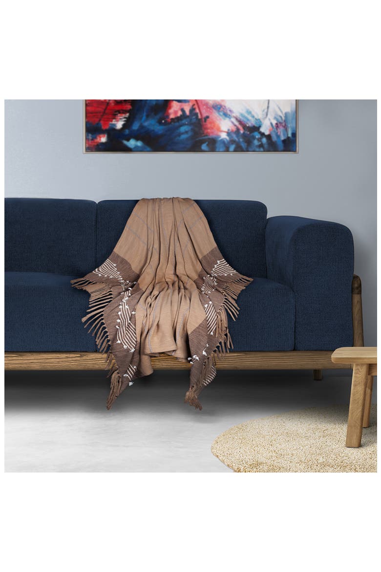 Adonia Fringe Throw Blanket, Alternate, color, COFFEE