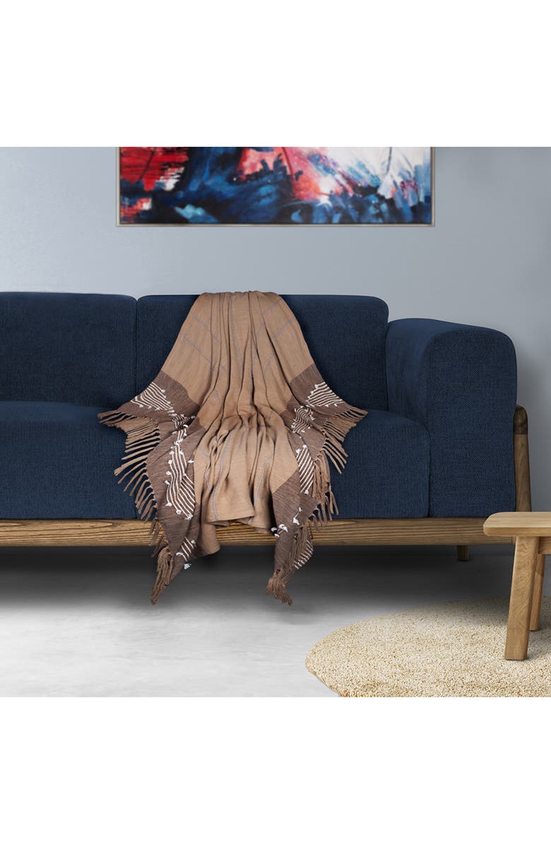 PARKLAND COLLECTION Adonia Fringe Throw Blanket, Alternate, color, Coffee
