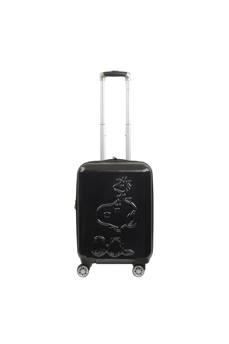 Peanuts Snoopy & Woodstock Embossed Molded Hardside 22" Caryon Suitecase spinner, Alternate, color, Black
