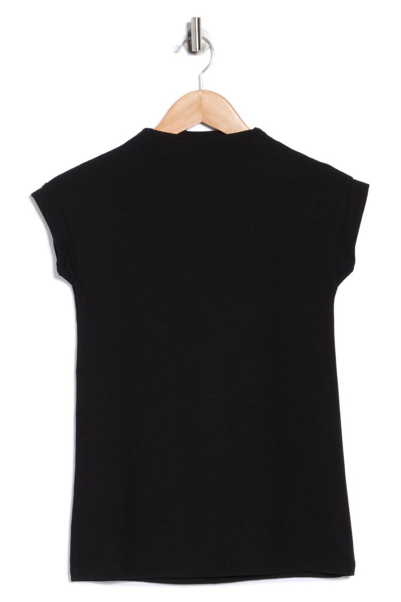 Mock Neck Rib Knit Top, Alternate, color, BLACK