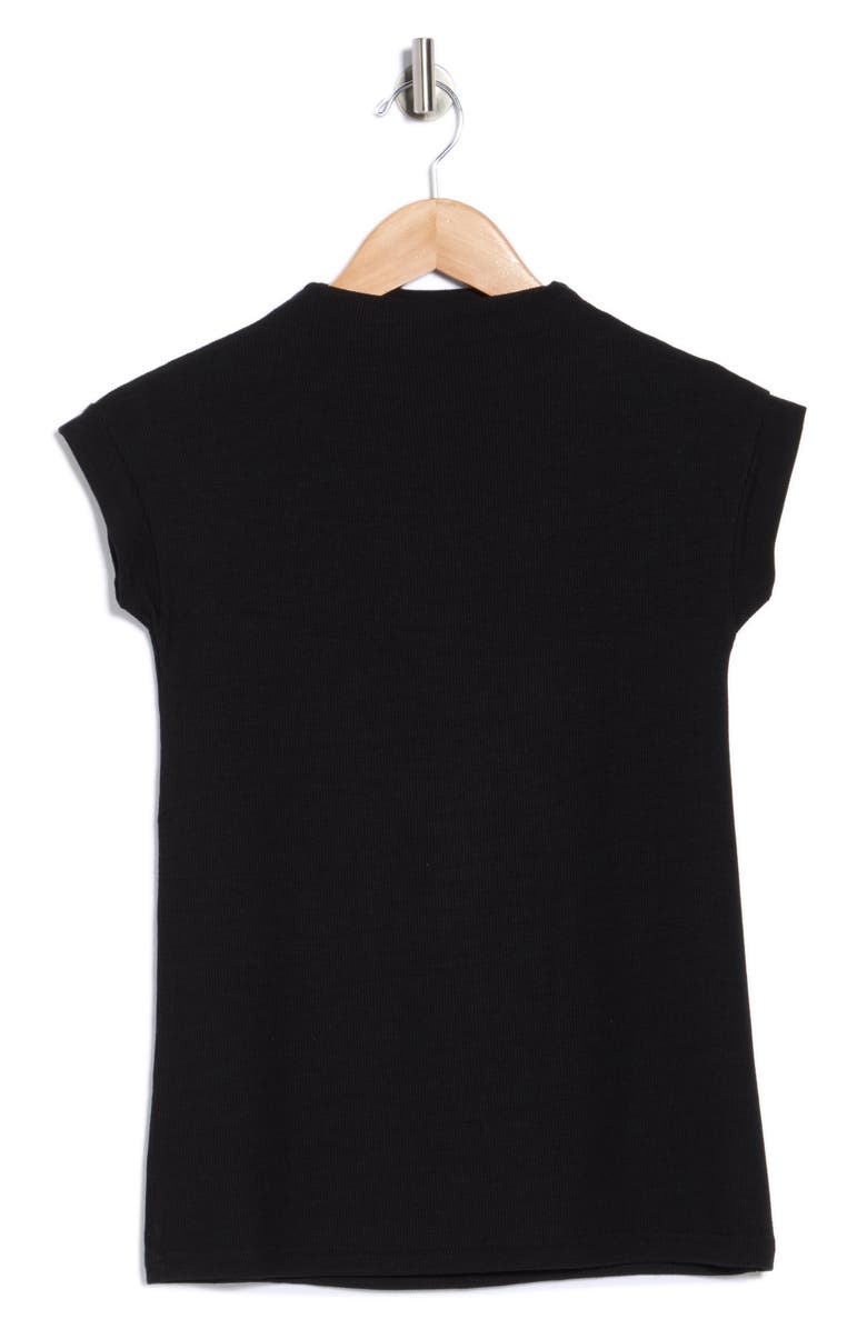 T Tahari Mock Neck Rib Knit Top, Alternate, color, Black