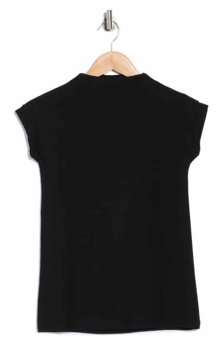 T Tahari Mock Neck Rib Knit Top