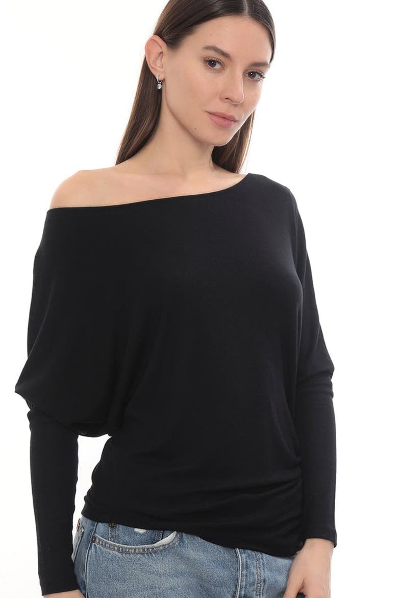 Luna Long Sleeve Stretch Fall Top, Alternate, color, Black