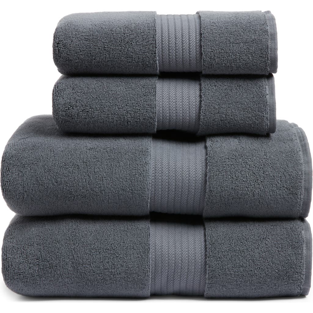 Nordstrom 4-piece Luxury Bath Towel & Hand Towel Set $136 Value In Grey Onyx