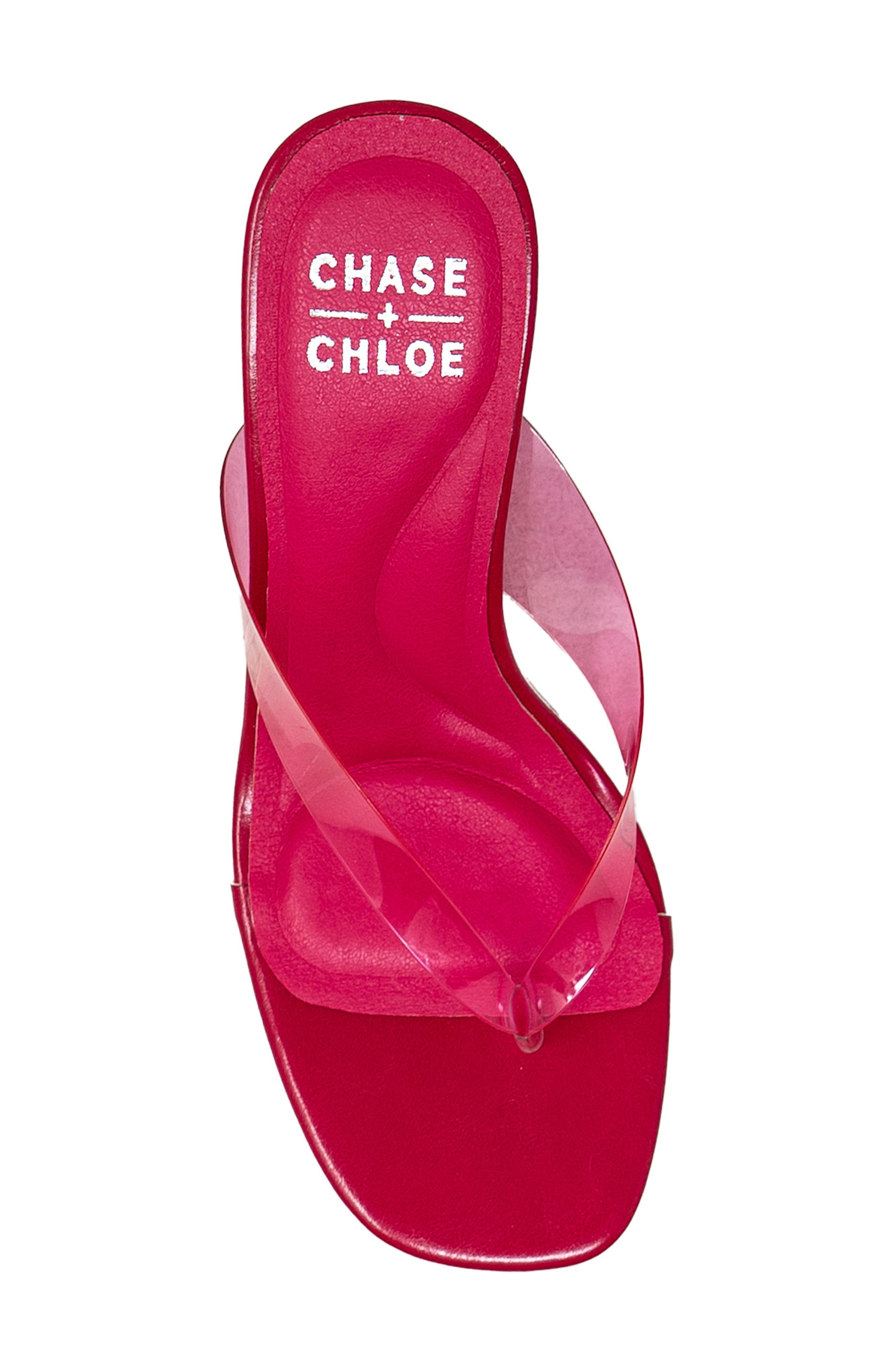 Translucent Strap Block Heel Sandal, Alternate, color, FUCHSIA