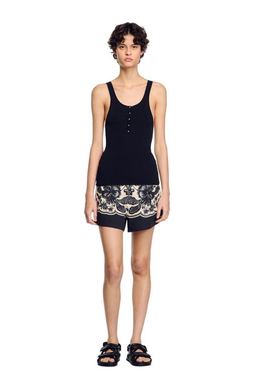 Sandro Grenat Buttoned Tank Top In Black
