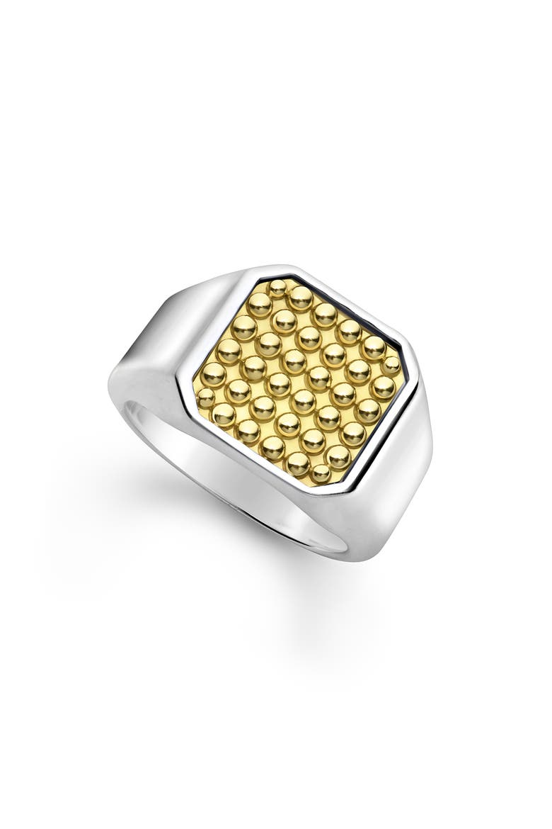 Men's Anthem Caviar Signet Ring, Main, color, TWO-TONE