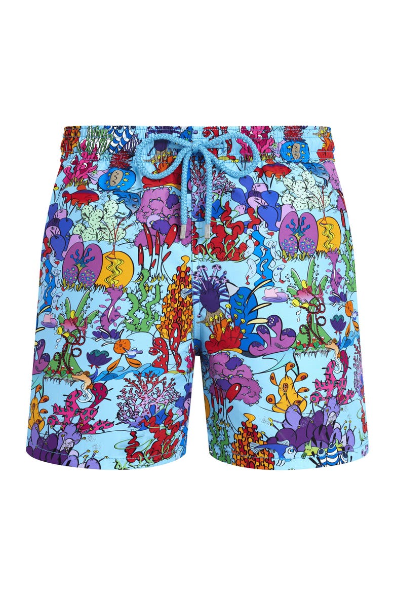 Men Swim Shorts Plantes Aquatiques, Main, color, blue topaz
