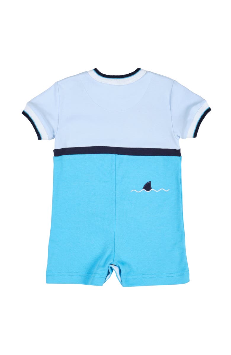 Florence Eiseman Knit Shortall With Ocean Scene, Alternate, color, Turquoise