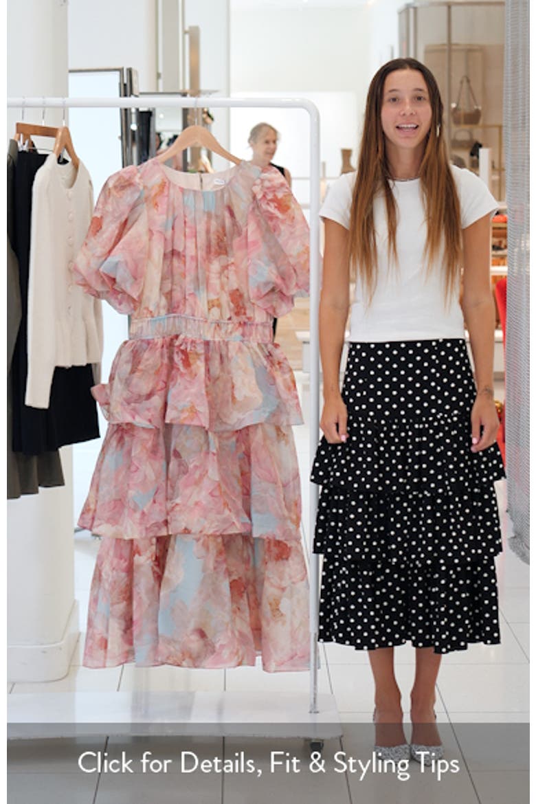 Heavenly Floral Puff Sleeve Tiered Midi Dress video