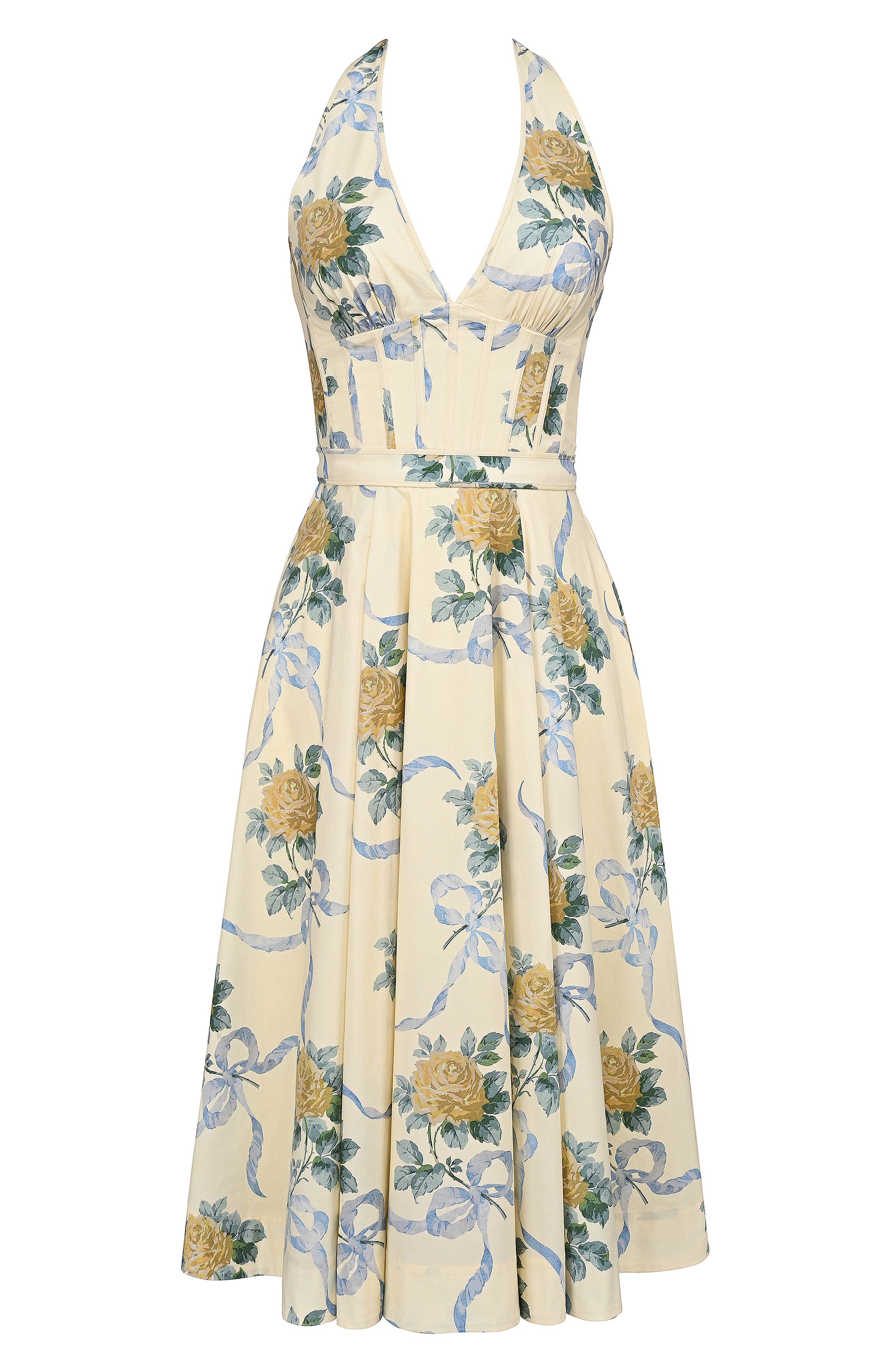 allena halter stretch cotton midi dress House OF CB Corset-Bodice Stretch-Cotton Midi Dress
