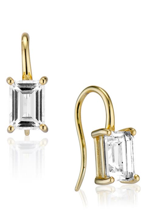 14K Gold Plate Sterling Silver White Topaz Earrings