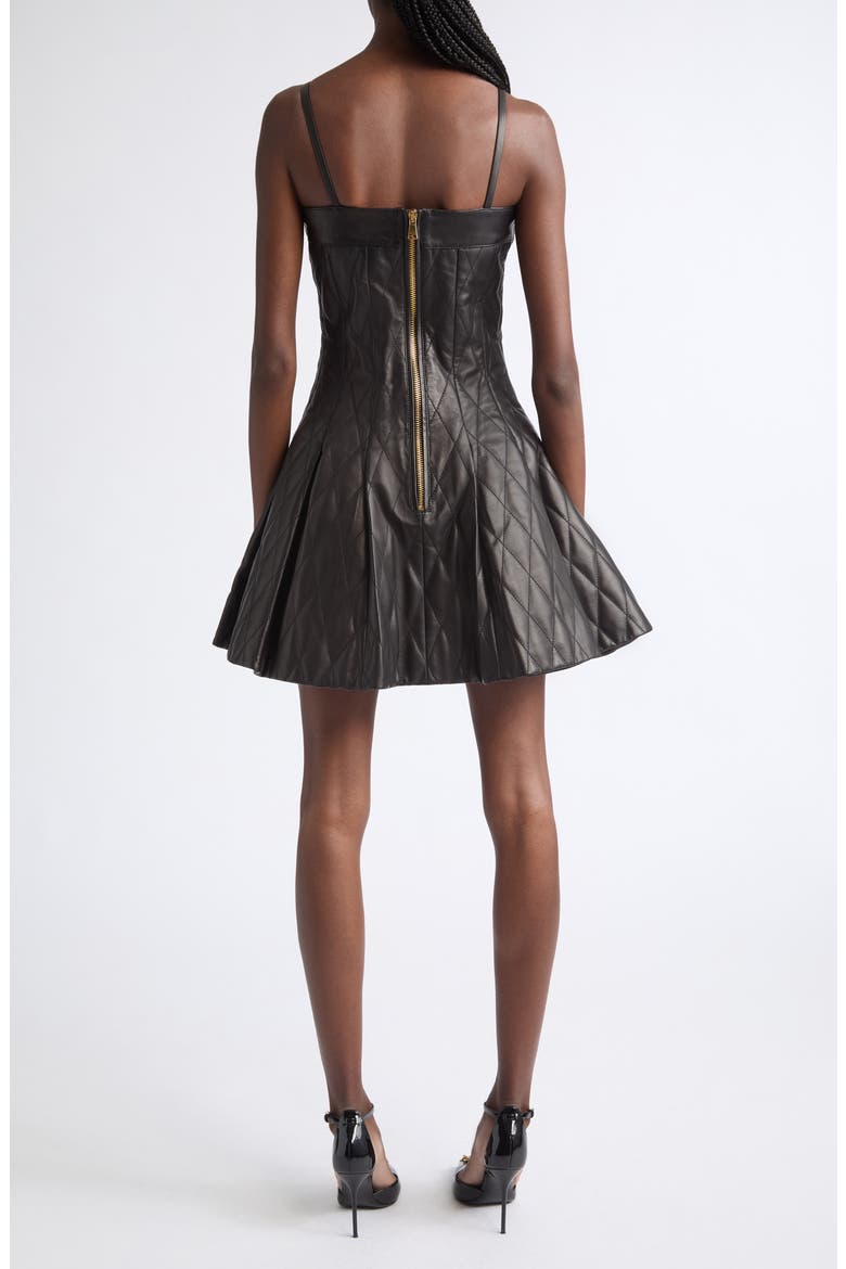 Quilted Leather Corset Minidress, Alternate, color, 0PA BLACK