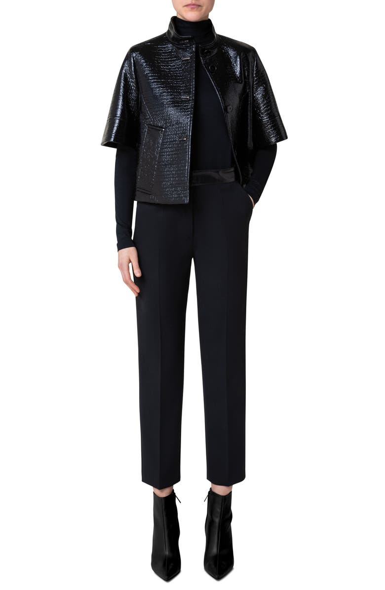 Akris punto Short Sleeve Faux Leather Jacket, Alternate, color,