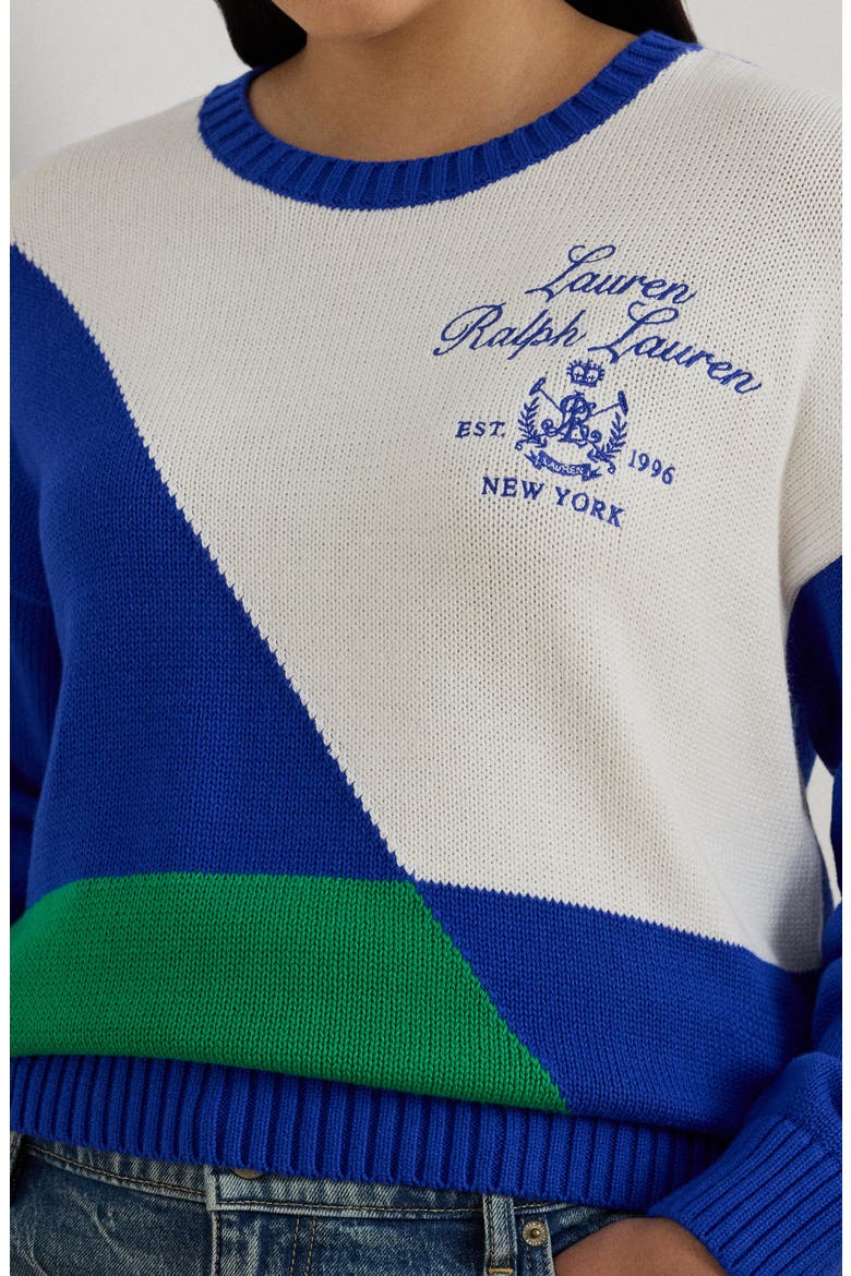 Riednee Colorblock Sweater, Alternate, color, CRUISE ROYAL BLUE/ WHITE/ STEM