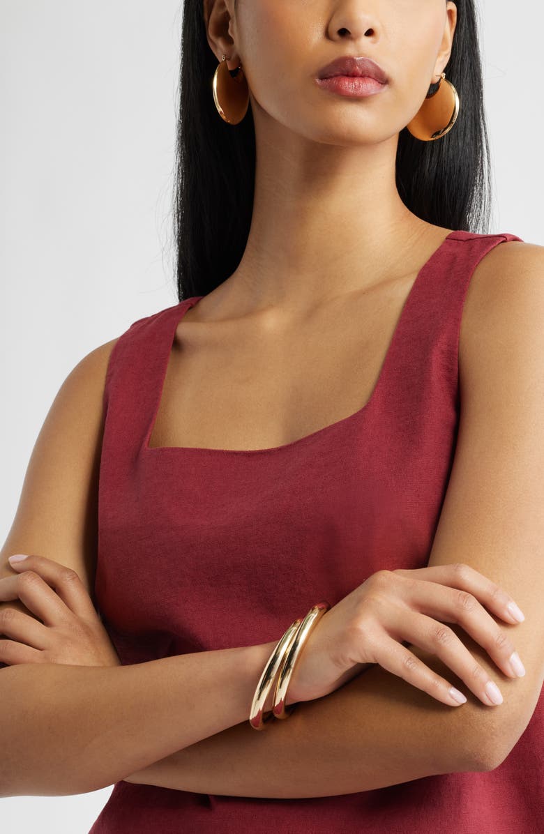 Open Edit Puffy Polished Hoop Earrings, Alternate, color, Gold