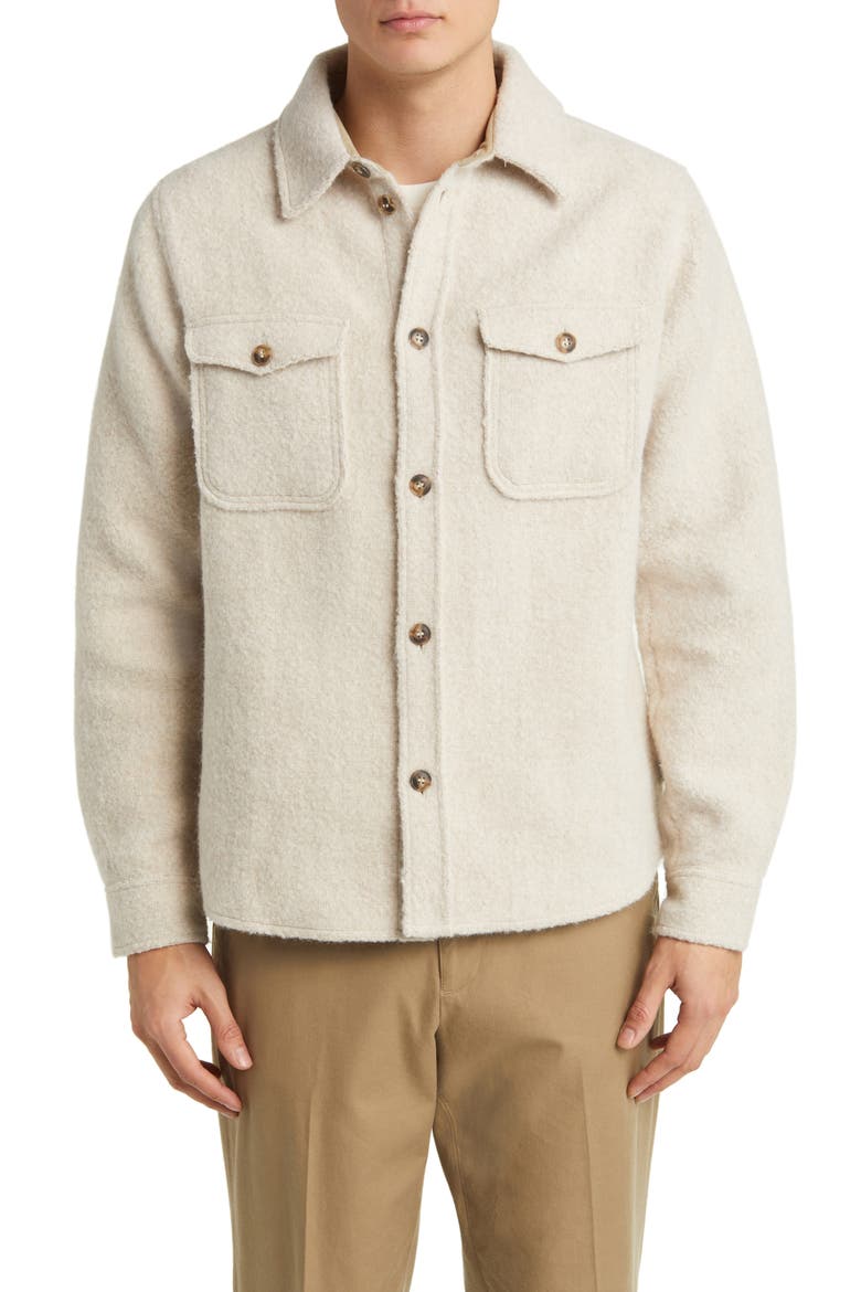 Lennon Bouclé Overshirt, Alternate, color, IVORY