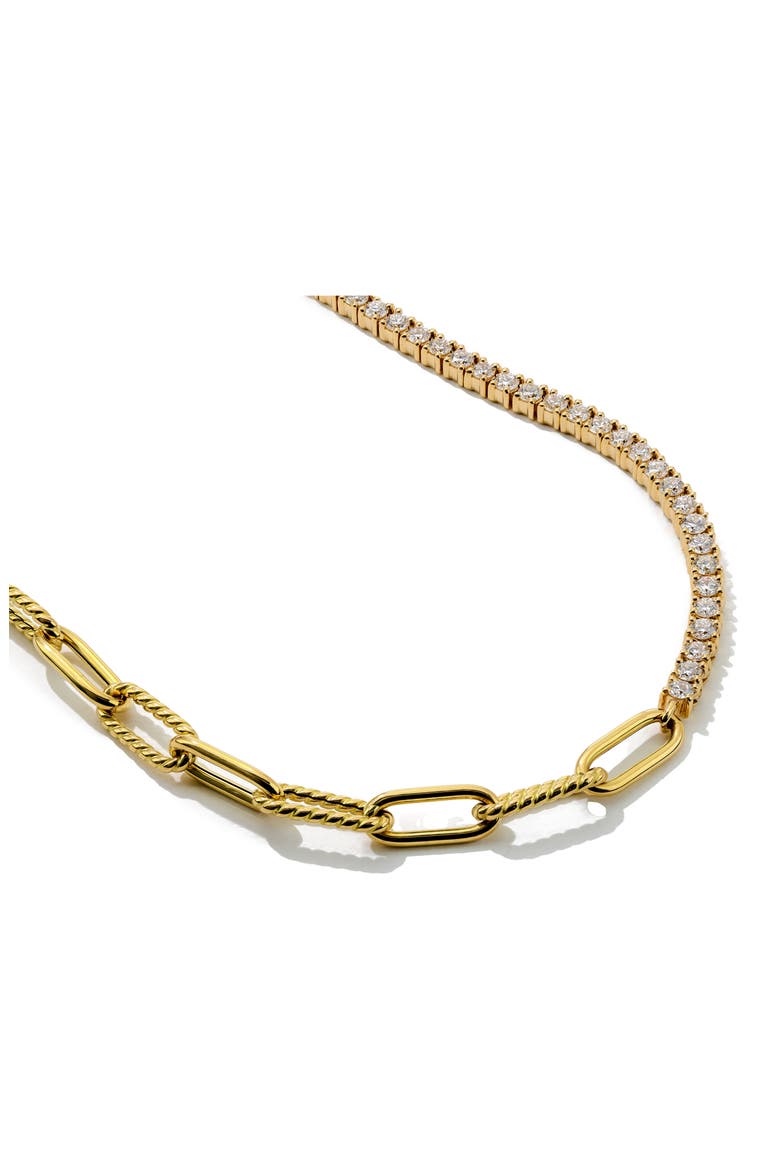 Half & Half Diamond & Chunky Link Necklace, Alternate, color, DIAMOND