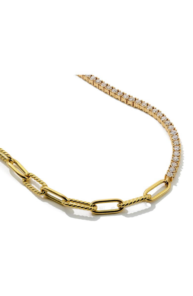 Mark Henry Half & Half Diamond & Chunky Link Necklace, Alternate, color, Diamond